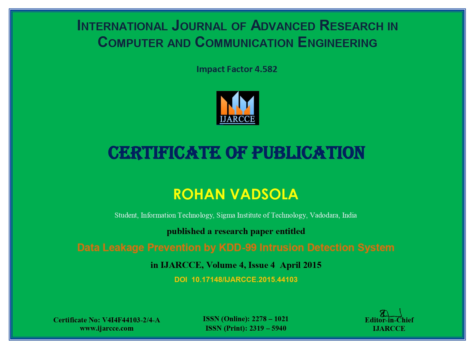 Data KDD 99 Certificate